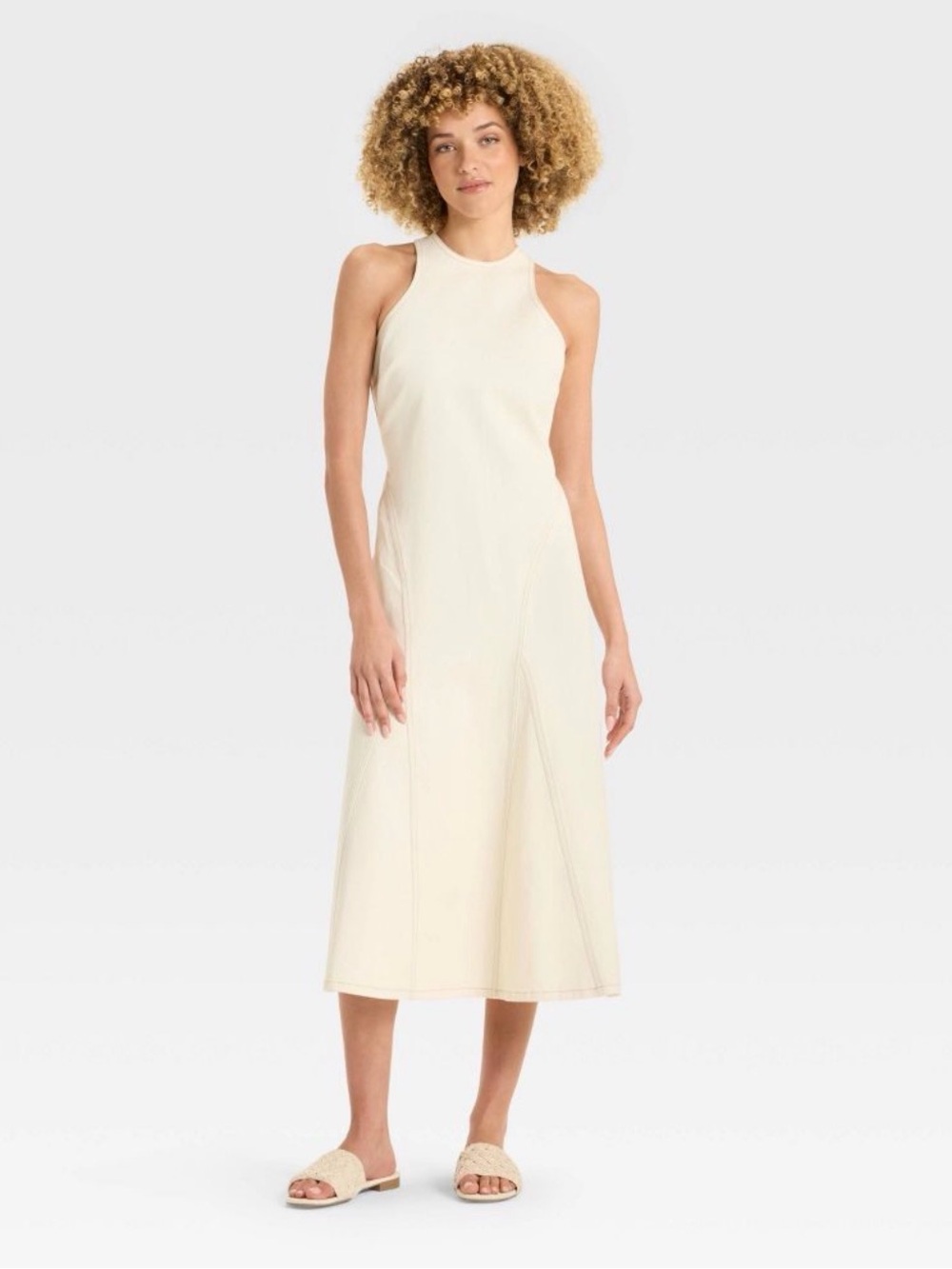 Future Collective Ivory Denim Racerback Midi Dress
